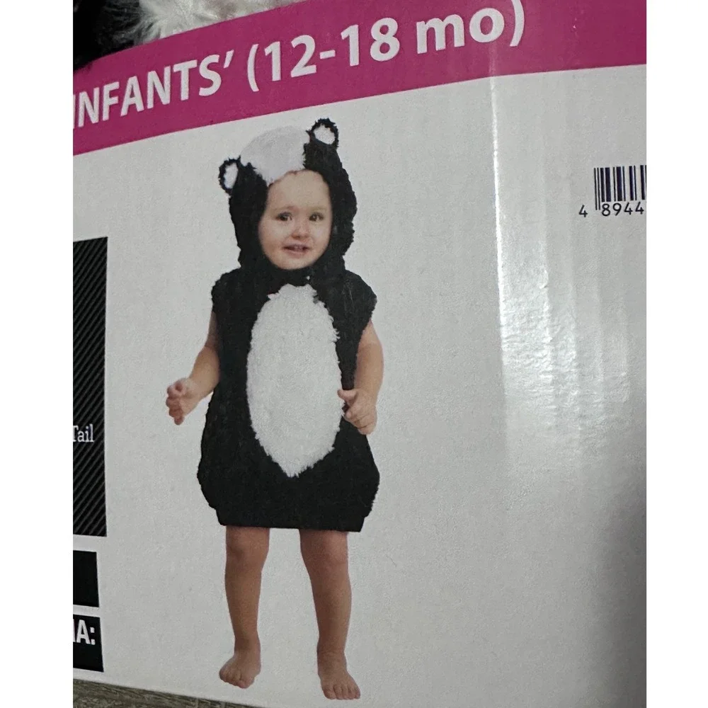 Precious Skunk Hooded Jumpsuit Halloween Costume Infant 12-18 Months NWT